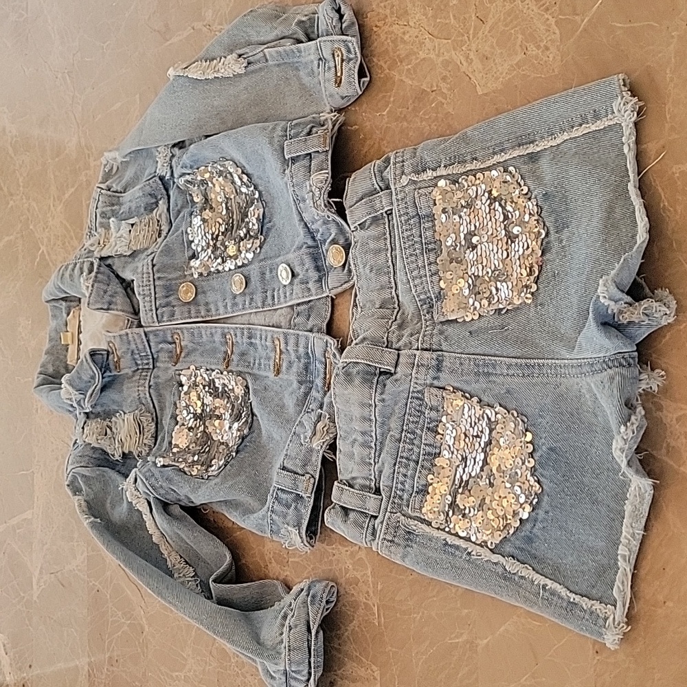 Girls Denim Sparkle Set